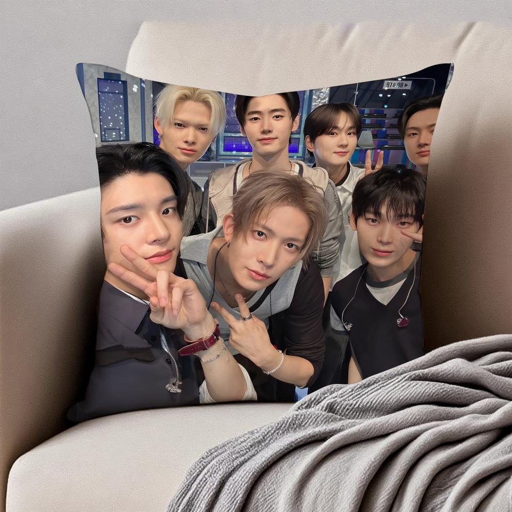 Fashion KPOP BOY TEAM EENHYPENS Cushion Cover Pillowcase Antidustmite Invisible Zipper Short Plush Sofa Cushion