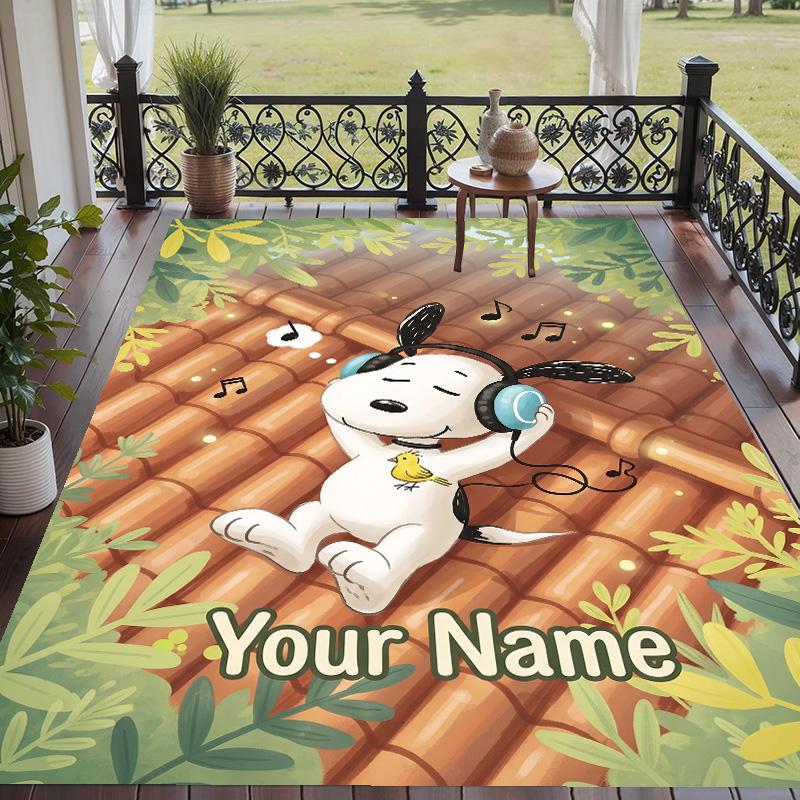 Custom Text Snoopy Peanuts Pattern Floor Rug Soft Indoor Carpet Mat Living Room Bedroom