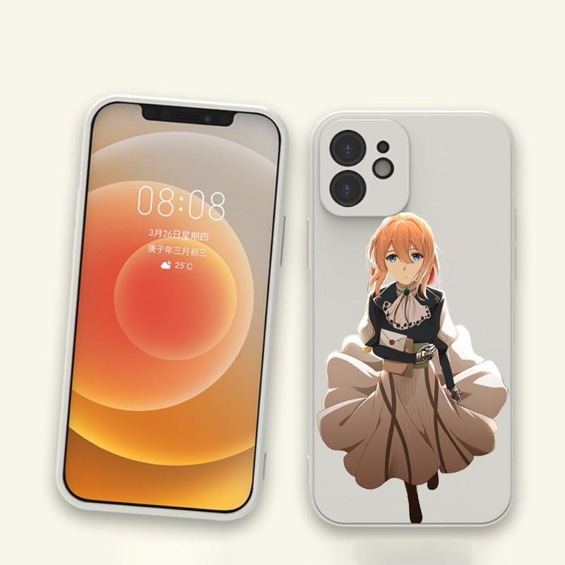 Violet Evergarden Phone Case For IPhone 11 12 13 Pro Max X XR XS Max 6 6S 7 8 Plus SE 2022 Liquid Square Color Phone Cover