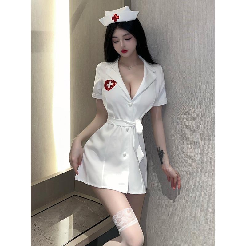 Sexy nurse outfit lingerie deep seduction hot cosplay bed pure lust uniform suit woman