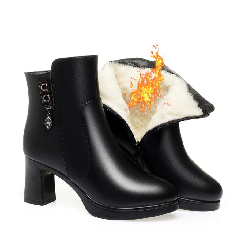 

Мамины туфли хлопковые туфли, новые осенне-зимние туфли на высоком каблуке женские короткие ботинки темпераментные ботинки водонепроницаемые лакированные туфли 41