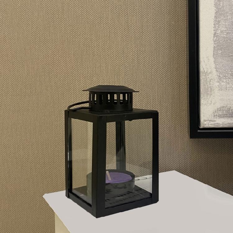 Linternas Metálicas Colgantes Retro Para Velas Casas de Campo Diseño de Panel de Vidrio Cuadrado Portavelas Decorativo para Exteriores Interiores