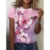 T-shirt da Donna Estiva con Stampa 3D Girocollo Moda Versatile Traspirante Tendenza Casual