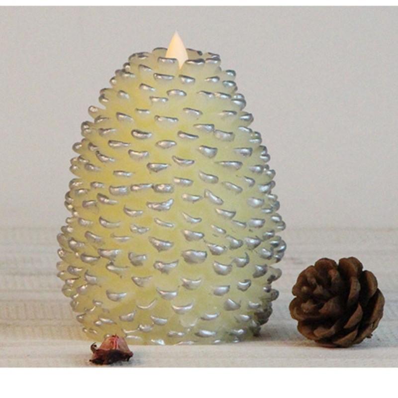 LED Pine Cone Candles Battery Operated Paraffin Pinecone Candles Remote Control Festive Christmas Thanksgiving Decor For Shelf