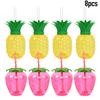 8Pcs Plastic Pineapple Cups with Straw Strawberry Drinking Cup Hawaiian Luau Party Decor Tropical Summer Beach Birthday Supplies