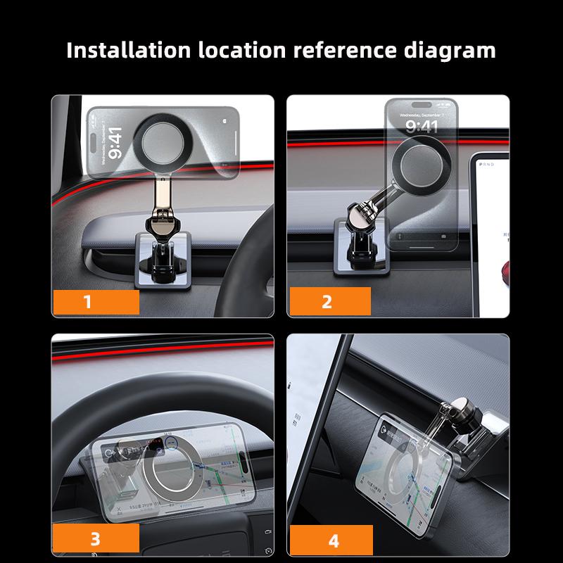 Car Phone Holder For Tesla Model3 Highland Model Y 2019-2024 Metal Mount Adjustable Magnetic Car Phone Support Frame Accessories