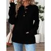 2025 Autumn and Winter New Solid Color Fashion Button Loose Long Sleeve T-Shirt Tops for Women