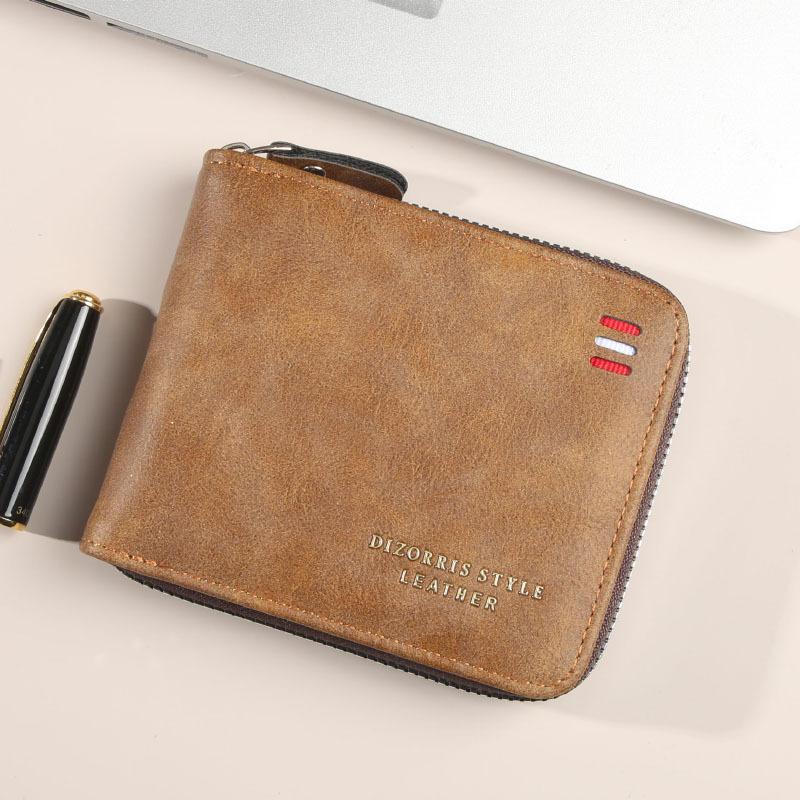 Schoolbag Men's Wallet Short 1011 New Solid Color Youth Simple Triple Fold Wallet Multifunctional Student Zipper Change Bag