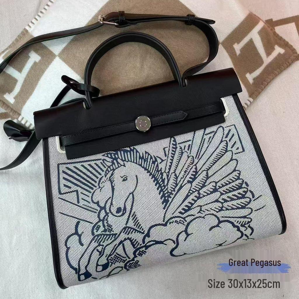 2025 Women's Canvas & Cowhide Kelly Colorblock Shoulder Bag - Large Capacity Fashion Handbag