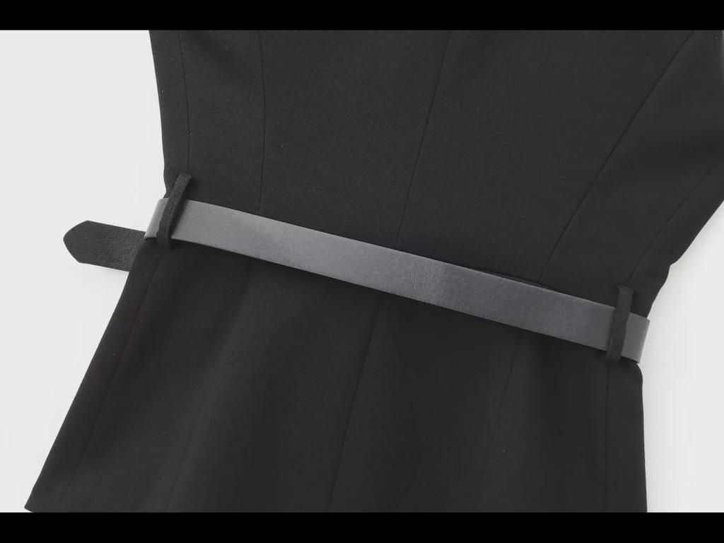 Women's French Commuter Sleeveless Belted Vest - Style 9300525