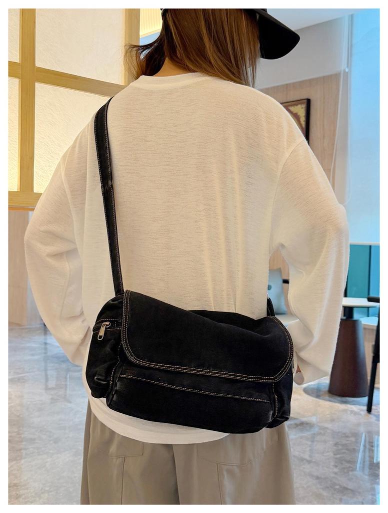 Versatile Denim Crossbody Shoulder Bag - Large Capacity Handbag for Casual or Commute