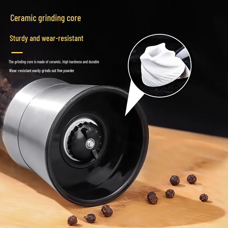 Baijie Manuell Pepparkvarnset i Rostfritt Stål & Glas