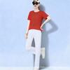 Summer sports and leisure suit Thin simple fashion loose large size square dance clothing women's short-sleeved straight pants