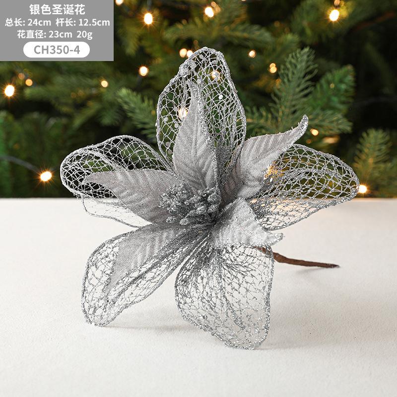 23cm Große Poinsettia Glitzerblume DIY Weihnachtsdekoration Hängende Ornamente Baumdekor Partyzubehör