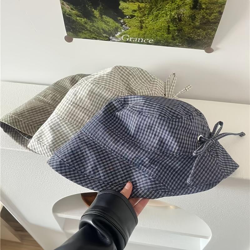 Women'S Wide Brim Bucket Hat Ray Shield - Plaid Print Fisherman Hat Suitable for Travel, Beach, Hiking - Wide Brim Outdoor Sun Caps