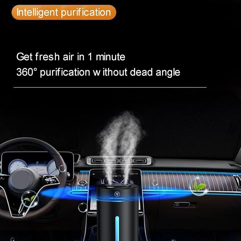 Car Diffuser,Ultrasonic Nano Dual Hole Humidifier,AI Intelligent Auto On/Off Builtin Battery,with 7 Color Atmosphere Lights,Portable Car Air