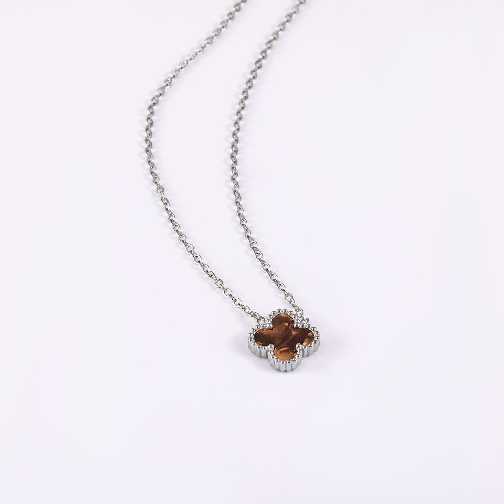 Non-fading High-quality Jewelry Double-sided Four-leaf Clover Necklace Women's Live Broadcast Hot-selling Titanium Steel Collarbone Chain