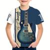 2025 Kids Clothes Cartoon Guitar Printed Short Sleeve T-Shirt Summer Outdoor Casual Crew Neck Tee Children's Clothing T-Shirts