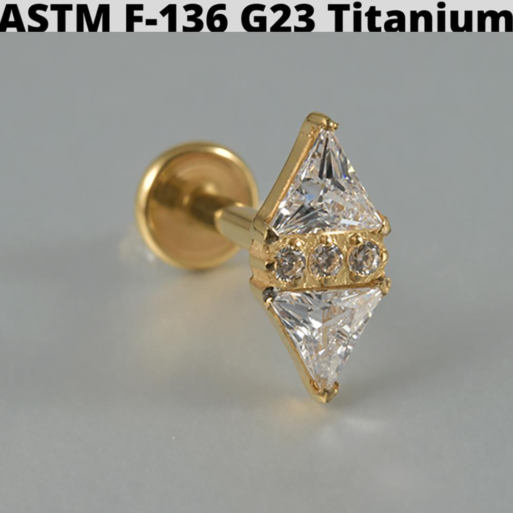 Cz Four Pointed Star G23 Solid Titanium Cartilage Earrings Stud 16G Internally Threaded Sun Helix Ear Tragus Piercing Jewelry
