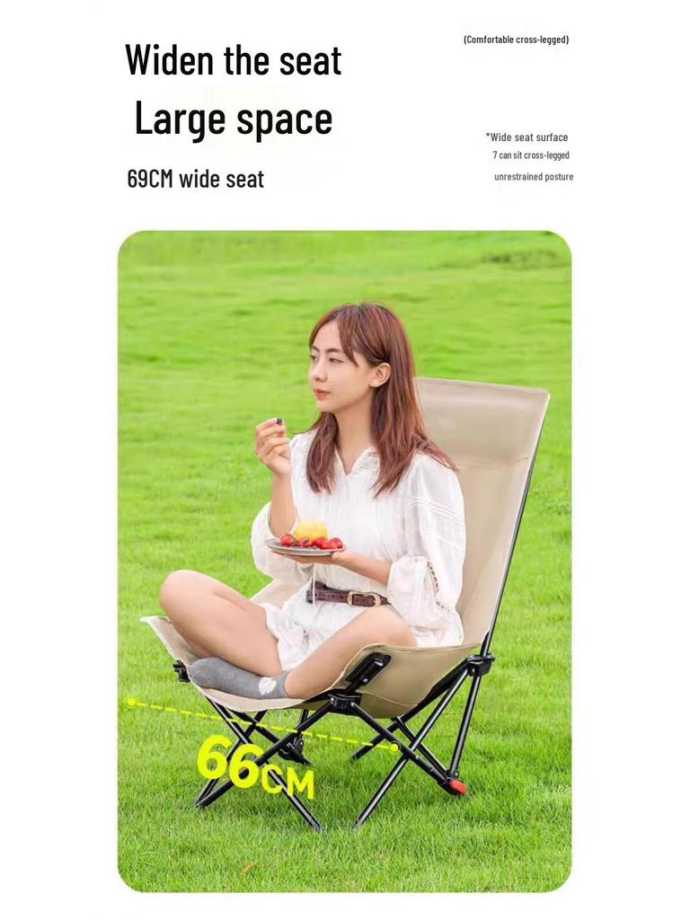 Cadeira Lunar Metálica Dobrável Portátil para Exterior - Design de Encosto Baixo para Acampamento e Piqueniques