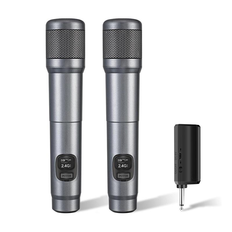 

Беспроводной микрофон, Двойной ручной динамический микрофон с перезаряжаемым приемником, Дальность 200 футов, Подключи и работай, Караоке-микрофон для пения, Караоке, Встреч