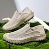Fashion Summer Flying Mesh Men's Shoes Large-sized Casual Shoes Breathable Soft-soled Anti-slip Handmade Fashionable Flat Shoes Men