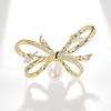 Bo Xin Yun Zirconia Bow Brooch with Freshwater Pearl - Elegant Suit Accessory Pin