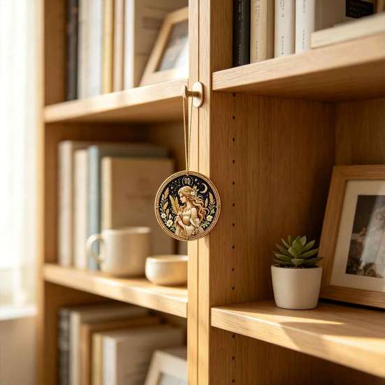 Zodiac Sign Decor 2D Flat Pearl Painting Ornament, Double Sided Theme Hanging Gem Home Ornament Art Craft, Rhinestone Beads Pattern Acrylic