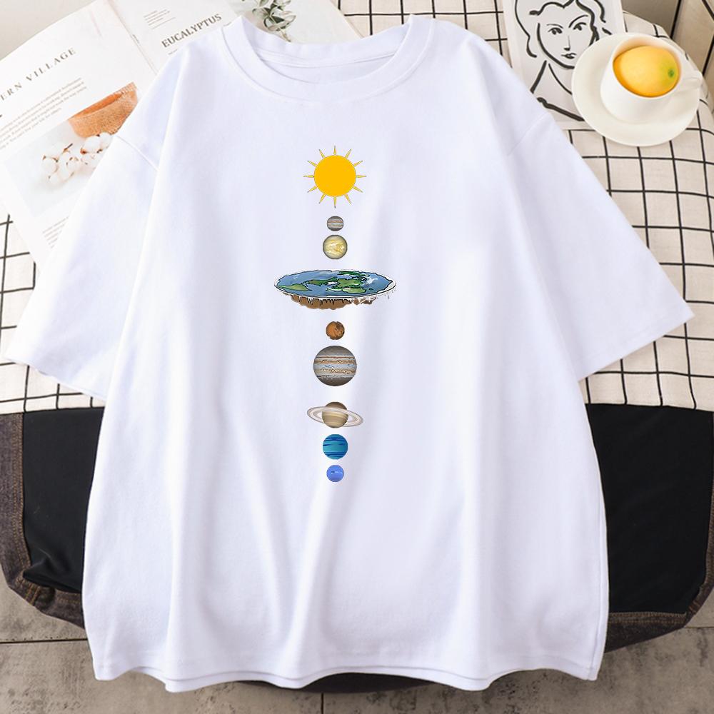 Cosmic Solar System Planets Print Short Sleeve Men Street Casual Tee Clothing Loose Breathable T Shirt Male Summer Tops