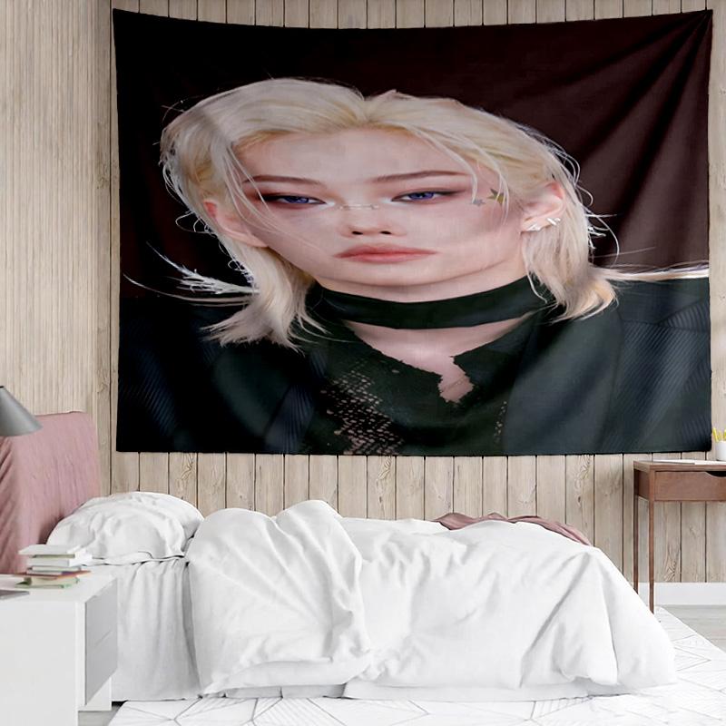 1PC K-pop Stars And Cute Bears K-pop music group Tapestry Accessories for Bedroom,Livingroom, dormitory Room Wall Decor Fan Birthday Gifts