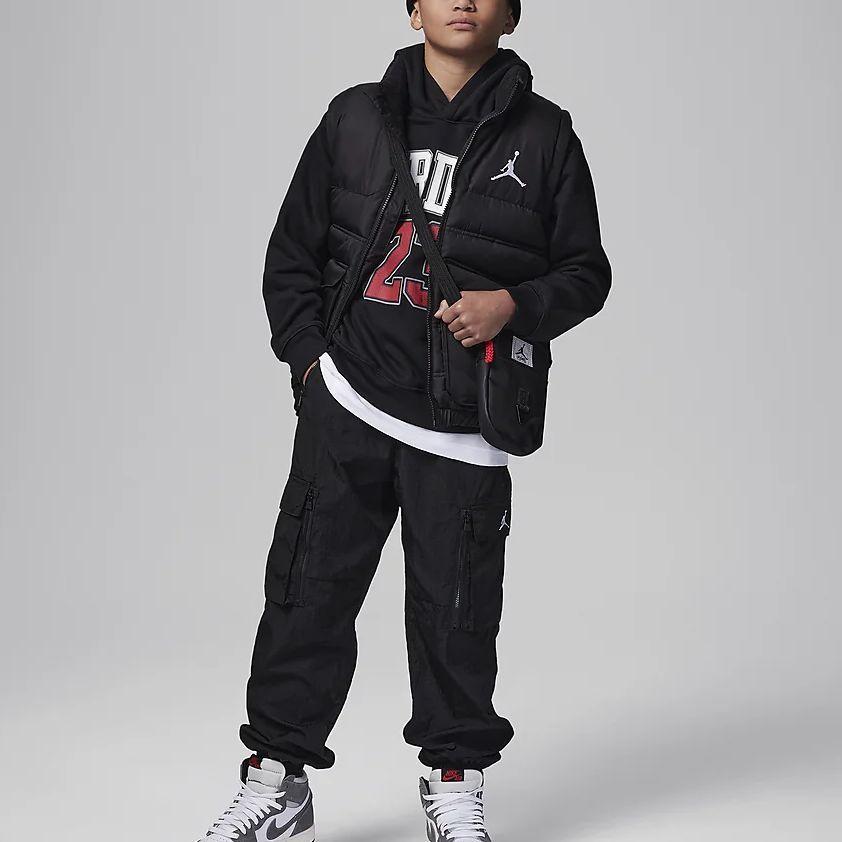 Jordan Numeric Hooded Casual Fleece Sweatshirt Kids Tops Black FV3203-010