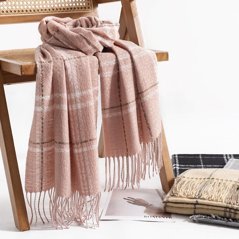 New Korean Style Sweet and Warm Faux Cashmere Scarf Checkered Student Couple Winter Thickened Warm Scarf