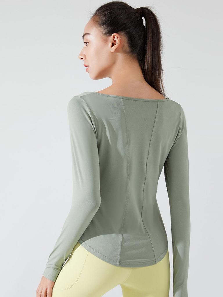 Women's V-neck Long-sleeve Yoga Top - Elegant, Loose, and Breathable for Spring and Autumn Fitness