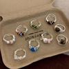 Vintage-inspired Rings with Multicolor Crystal and Tiger Eye Stone Accents Perfect for Special Occasions