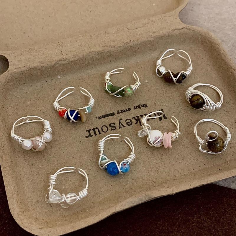 Vintage-inspired Rings with Multicolor Crystal and Tiger Eye Stone Accents Perfect for Special Occasions