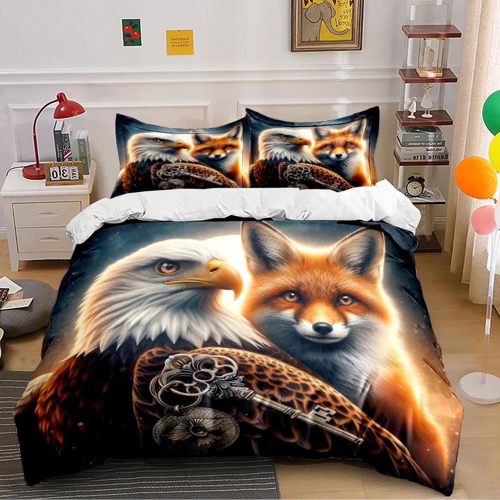 Eagle and Fox Key Design Set  Bedding Duvet Cover Set Duvet Cover Pillowcases (1 * Duvet Cover 2 * Pillowcases, without duvet insert) 135x200cm