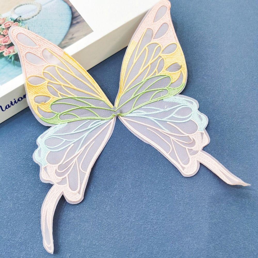 3D Embroidered Butterfly Collar Lace Fabric DIY Appliques Mesh Sew On Wedding Dress Lace Trim Patch