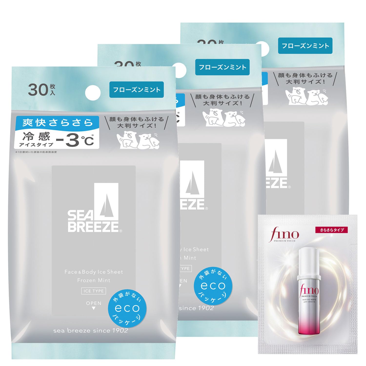 

Seabreeze Seabreeze Салфетки для лица и тела Frozen 30 штук x 3 упаковки Бонус Большая Полная Защита от Жара [Оптовая Покупка] & N, Мята, + Подарок, Размер, Тело, Лицо,