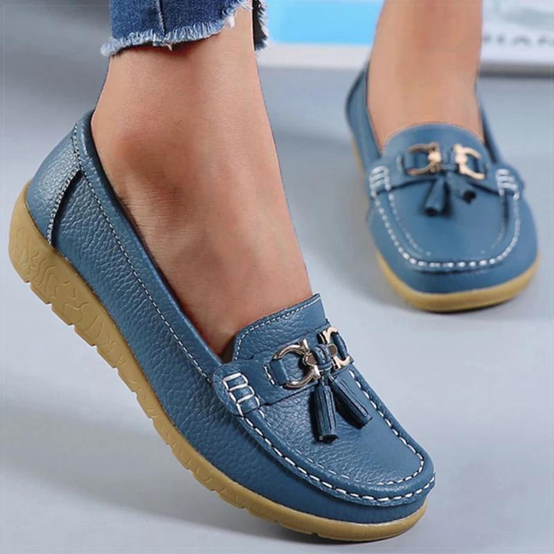 Fashion Women Shoes Nurse Loafers Shoes Classics Flats Zapatos Mujer Comfortable Flat Shoes Women White Casual Leather Women's Footwear