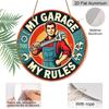 Retro My Garage My Rules Round Metal Signs 7.87x7.87Inch Aluminium Painting for Garage Wall Decor