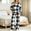 Women's Casual Plush Pajama Set, Cozy Sleepwear for Home Relaxation