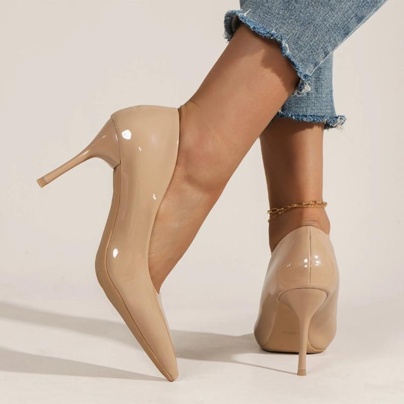 Fashion 2025 Plus Size Super High Heels Pumps Women Sexy Pointed Toe Stiletto Heel Shoes Woman Patent Leather Shallow Mouth Office Pumps
