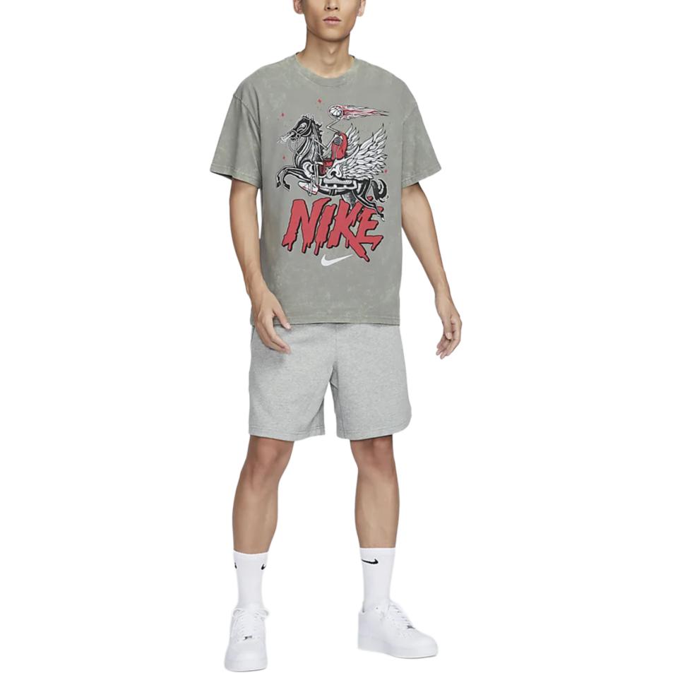 Nike Μοντέρνα Άνετη Κοντομάνικη Μπλούζα με Στρογγυλή Λαιμόκοψη Ανδρικές Μπλούζες Ανοιχτό Γκρι HF6200-029