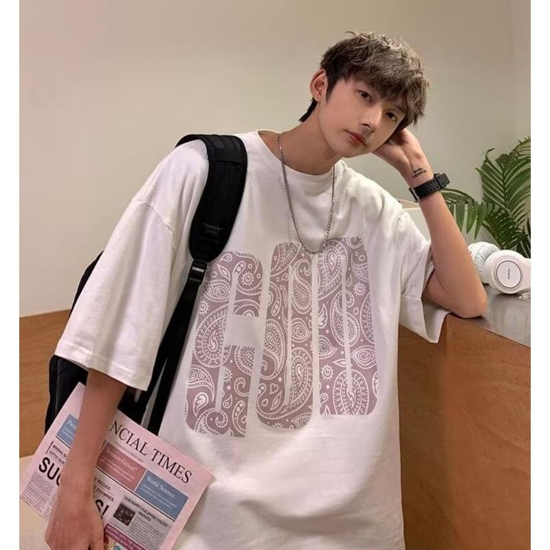 חולצות גברים קצרות שרוולים קצרים מכתב הדפסה גרפית טי מותג אופנה לגברים בגדי גברים גברים חולצות קז'ואל טי קיץ קוריאני רטרו חולצות עבור