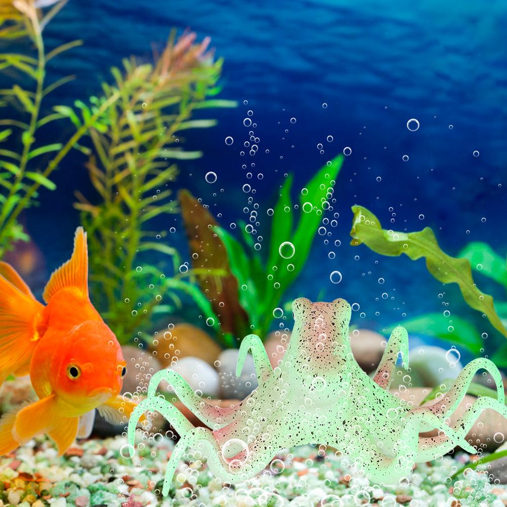Silikon Konstgjord Fluorescerande Simulering Bläckfisk Akvarium Fiskbehållare Dekoration(Grön)