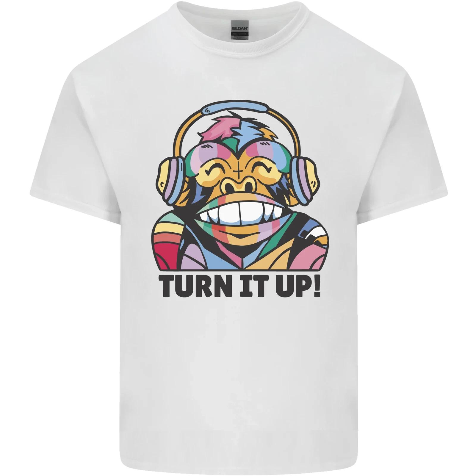 Turn It Up Monkey DJ Headphones Music Kids T-Shirt Childrens 2XL