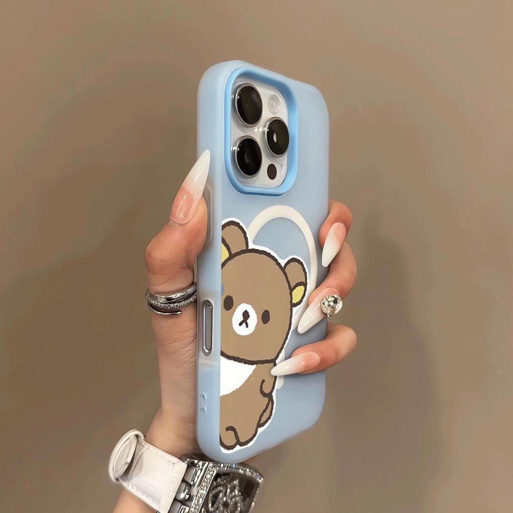Jelly Magnetic Two-in-one Mobile Phone Case Creative Couple TPU Personalized Soft Edge Cute Big Hole Anti-fall Trendy Brand
