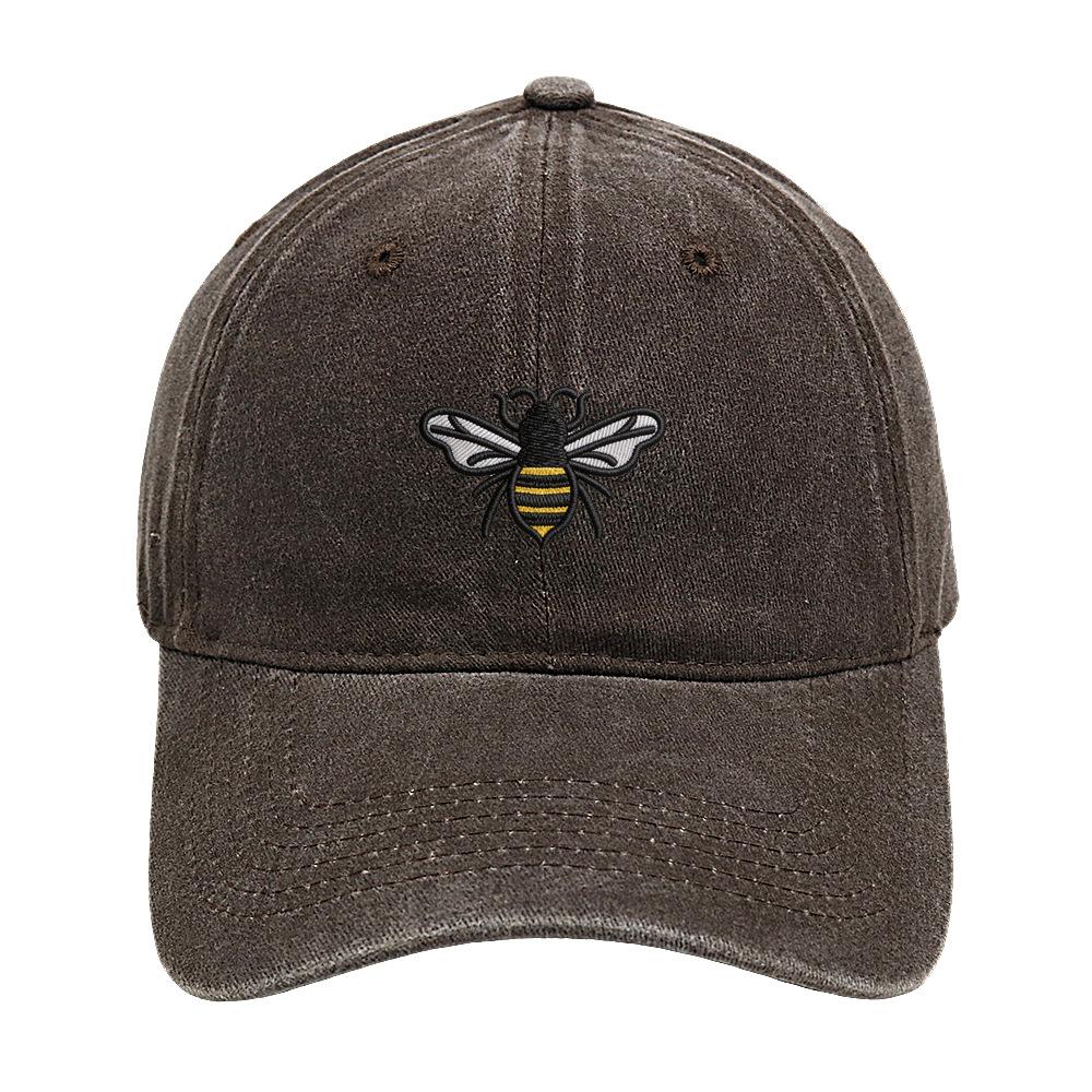 Bee baseball cap cartoon cute embroidery cap European and American retro washed old men's and women's casual hat