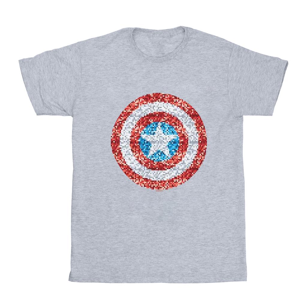 Marvel Mens Captain America Pixelated Shield T-Shirt