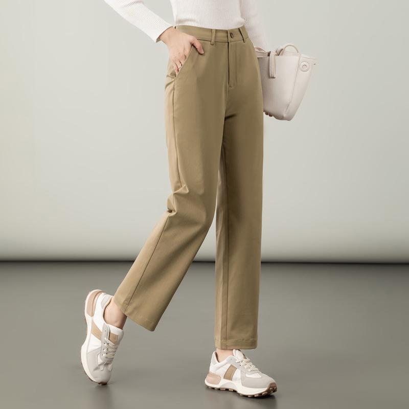 Women's High Waist Slimming Lyocell Cotton Straight-Leg Cigarette Pants for Autumn 2025